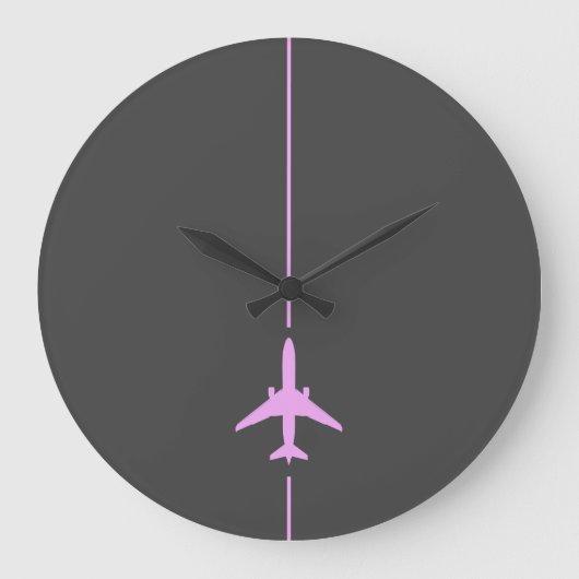 Minimalistische Pink Aviation Grote Klok (Voorkant)