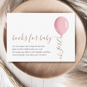 Minimalistische Pink Balloon Baby shower Boeken vo Informatiekaartje