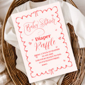 Minimalistische Pink Bow Doodle Baby Diapper Raffl Informatiekaartje