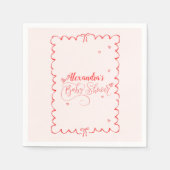 Minimalistische Pink Bow Doodle Baby shower Servet (Voorkant)