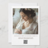 Minimalistische Pink Bow QR Code Baby shower Kaart (Achterkant)