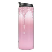 minimalistische Pink Dripping Glitter Thermosbeker (Geroteerd rechts)