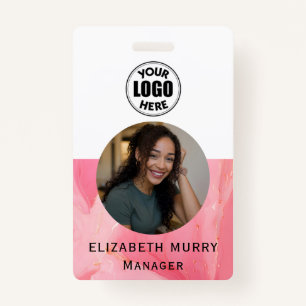 Minimalistische Pink Marble-bedrijfs-ID Badge