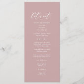 Minimalistische Pink Mauve bruiloft Menu (Voorkant)