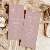 Minimalistische Pink Mauve bruiloft Menu