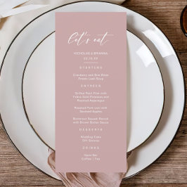 Minimalistische Pink Mauve bruiloft Menu