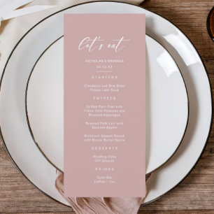 Minimalistische Pink Mauve bruiloft Menu