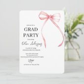 Minimalistische Pink Ribbon Graduation Party Kaart