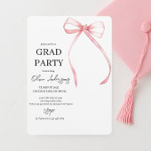 Minimalistische Pink Ribbon Graduation Party Kaart