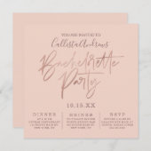 Minimalistische Pink Rose Gold Typografie Bachelor Kaart (Voorkant / Achterkant)