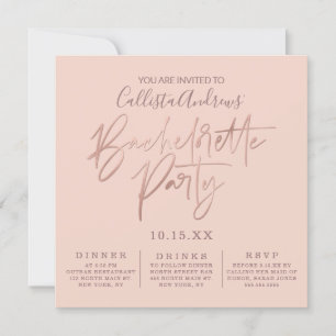 Minimalistische Pink Rose Gold Typografie Bachelor Kaart