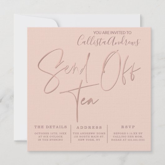 Minimalistische Pink Rose Gold Typografie Verstuur Kaart (Voorkant)