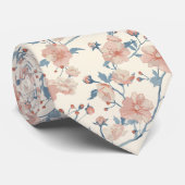 Minimalistische pioen en kersenbloesem bloempatroo stropdas (Opgerold)