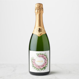 Minimalistische Pioen Krans Trouw Champagne Etiket