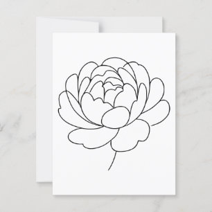 Minimalistische Pioenbloem Lijnkunst  Briefkaart