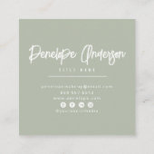 Minimalistische Pistache Groen Neutraal Boho Moder Vierkante Visitekaartje (Achterkant)