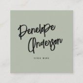 Minimalistische Pistache Groene QR Code Modern Boh Vierkante Visitekaartje (Voorkant)