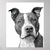 Minimalistische Pitbull Silhouette Zwart-wit Poster (Voorkant)
