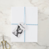 Minimalistische Pitbull Zwart en Wit Dank je Cadeaulabel (Met Touw)