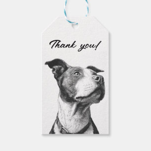 Minimalistische Pitbull Zwart en Wit Dank je Cadeaulabel