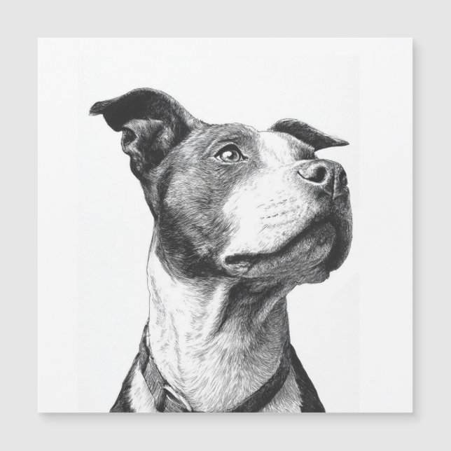 Minimalistische Pitbull Zwart en Wit Kunst (Voorkant)
