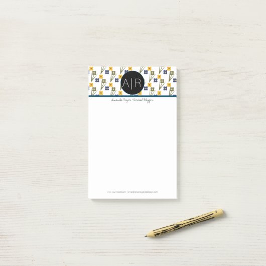 Minimalistische Pixie Bloemen Post-it® Notes (Op bureau)