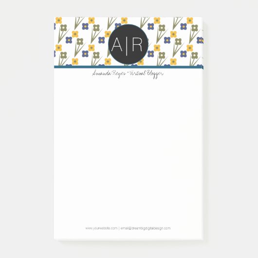 Minimalistische Pixie Bloemen Post-it® Notes (Voorkant)