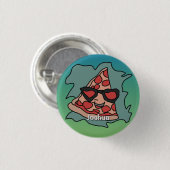 Minimalistische pizza met zonnebril ronde button 3,2 cm (Voorkant /achterkant)
