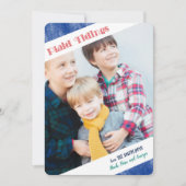 Minimalistische Plaid 1 of 2 Photo Holiday Kaart (Voorkant)