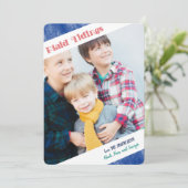 Minimalistische Plaid 1 of 2 Photo Holiday Kaart (Staand voorkant)