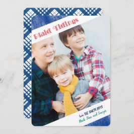 Minimalistische Plaid 1 of 2 Photo Holiday Kaart