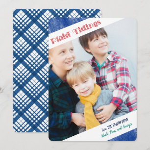Minimalistische Plaid 1 of 2 Photo Holiday Kaart