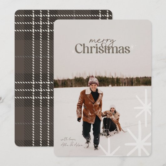 Minimalistische Plaid Christmas Kaart (Voorkant / Achterkant)