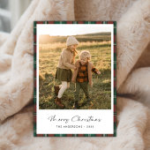 Minimalistische Plaid Vrolijk Kerstfeest Familie K Feestdagenkaart