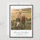 Minimalistische Plaid Vrolijk Kerstfeest Familie K Feestdagenkaart (Voorkant)