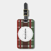 Minimalistische Plaid Wijn Bourgondië Moderne Baga Bagagelabel (Voorkant verticaal)