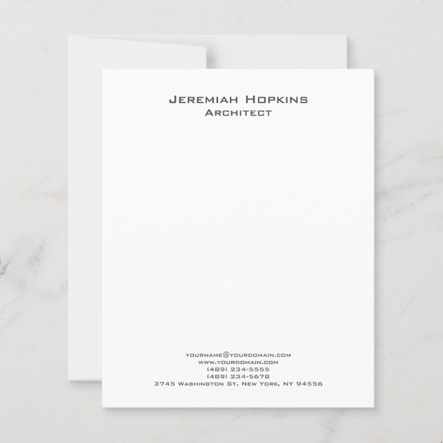 Minimalistische Plain Architect Bedrijfspapier (Voorkant)
