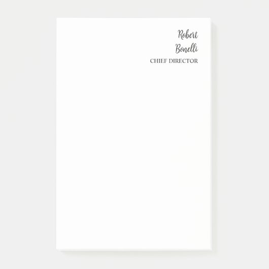 Minimalistische Plain Black & White Modern Post-it® Notes (Voorkant)