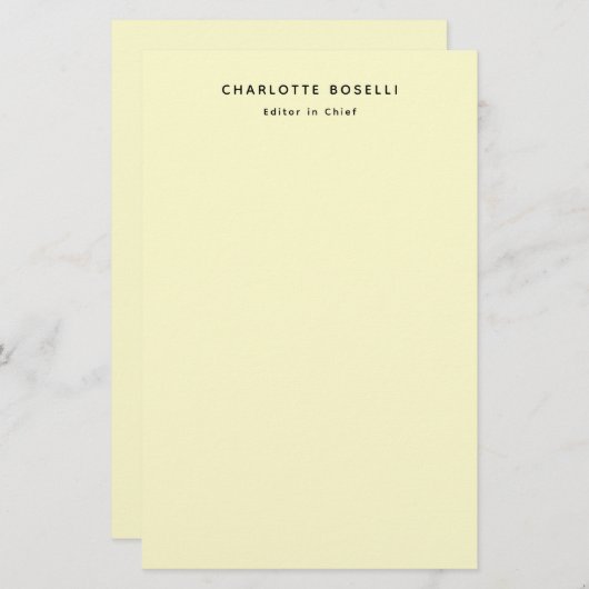 Minimalistische Plain Classical Professional Cream Briefpapier (Voorkant / Achterkant)