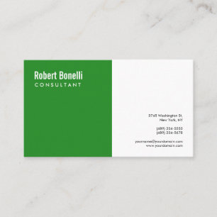 Minimalistische Plain Forest Green White Modern Cu Visitekaartje