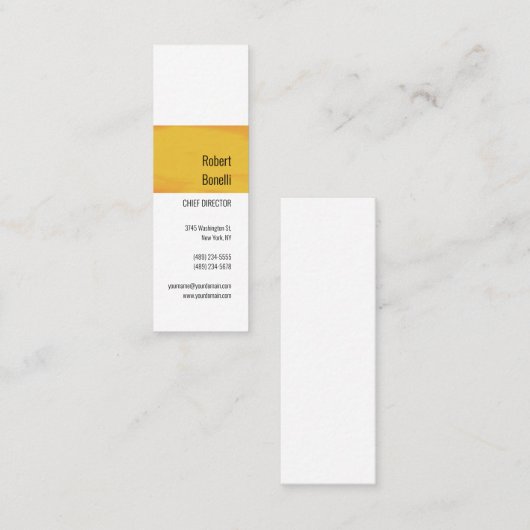 Minimalistische Plain Geel Sinaasappel Wit Modern Mini Visitekaartje (Voorkant / Achterkant)