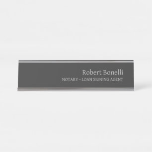 Minimalistische Plain Grey Moderne Notaris Loan Ag Bureau Naambordje