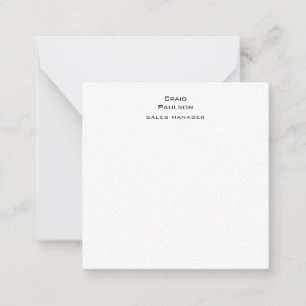 Minimalistische Plain Klassiek Zwart & Wit Notitiekaartje