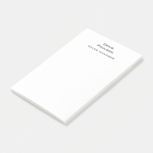 Minimalistische Plain Klassiek Zwart & Wit Post-it® Notes (Schuin)