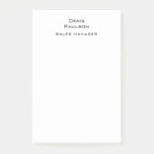 Minimalistische Plain Klassiek Zwart & Wit Post-it® Notes (Voorkant)