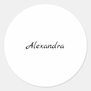 Minimalistische Plain Klassieke Eigen Naam Zwart W Ronde Sticker