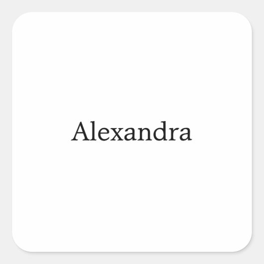 Minimalistische Plain Klassieke Eigen Naam Zwart W Vierkante Sticker (Voorkant)