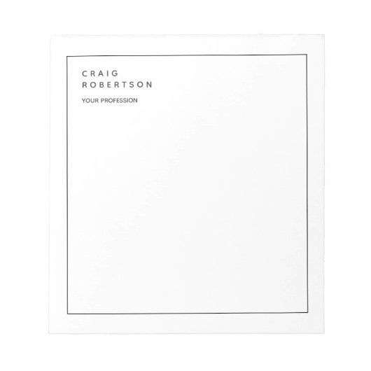 Minimalistische Plain Modern Wit Trendy Business Notitieblok (Voorkant)