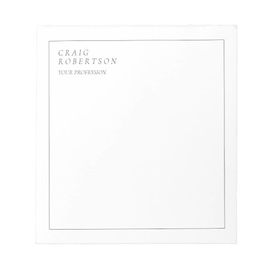 Minimalistische Plain Modern Wit Trendy Business Notitieblok (Voorkant)