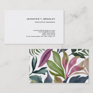 Minimalistische Plain Moderne Waterverf Bloemen Visitekaartje